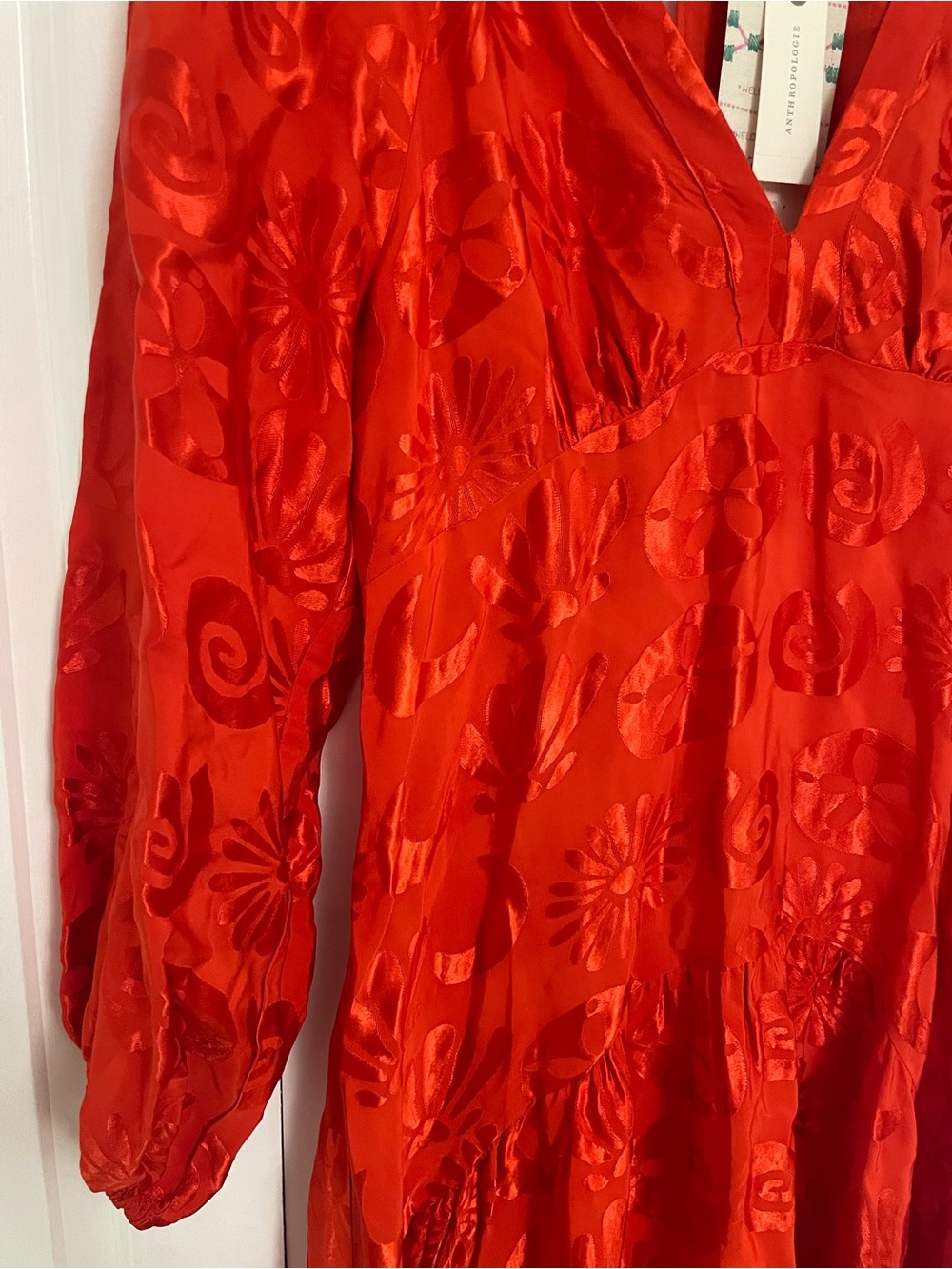 NWT Farm Rio Long-Sleeve V-Neck Jacquard Maxi Dress - Picture 5 of 8